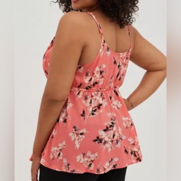 Torrid top, size 1 (14/16) coral/pink floral with ruffle - Picture 8 of 8